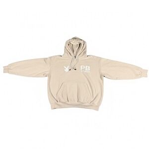 Playboy Pac Studio Hoodie Beige Cotton Blend Fleece Playboy Bunny Logo